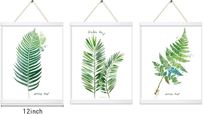 3 Pack Magnetic Poster Hanger Frame 12 Inch White, 12x18 12x16 12x24 Poster Frame Wood Magnet Frames Hangers for Photos, Pictures, Prints, Maps, Canvas Artwork,Diamond Art Painting