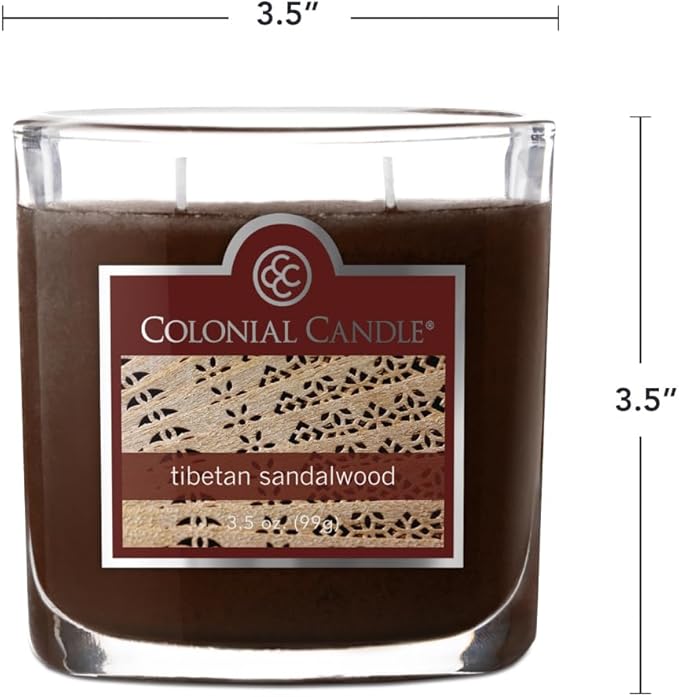 Colonial Candle Tibetan Sandalwood Scented Jar Candle, 2 Wick, 3.5 oz, Mottled Wax Candle