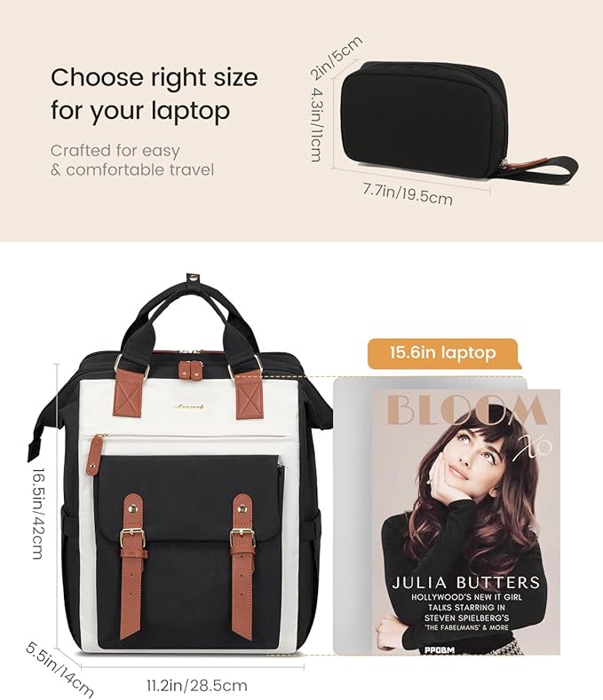 LOVEVOOK Laptop Backpack For Women, Teacher Work Computer Backpack with Laptop Compartment, Nurse Bags Business Laptop Bag Purse, Water-Resistant Travel Back pack College Backpack, 15.6 Inch, Upgraded