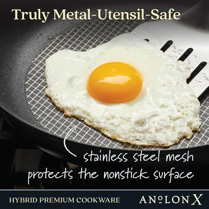 Anolon X Hybrid Nonstick Frying Pan/Skillet with Helper Handle, 12 Inch, Dark Gray