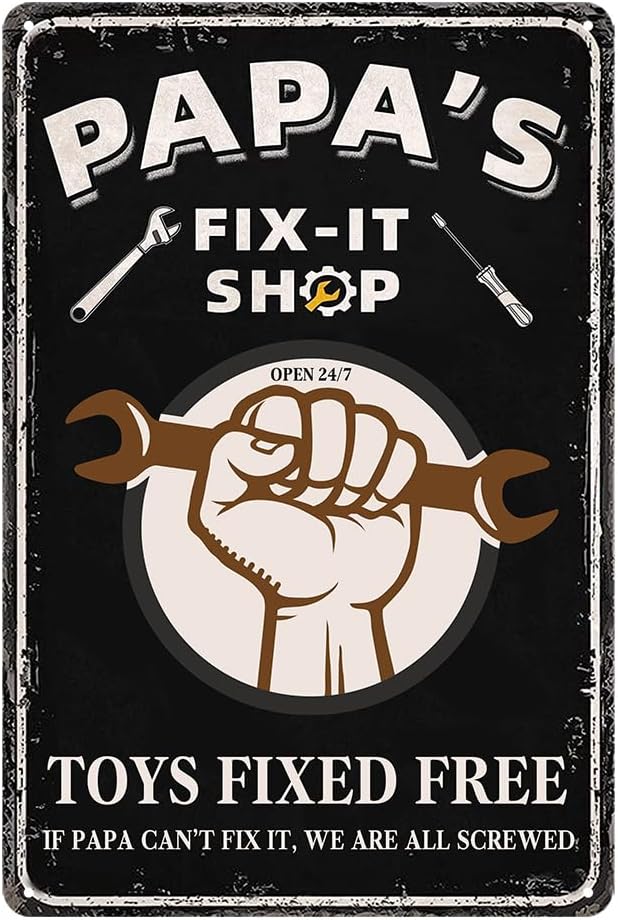 Funny Garage Signs Papa Gift Man Cave Gifts For Men Metal Tin Sign Garage Decor Man cave Decorations 8x12 Inch