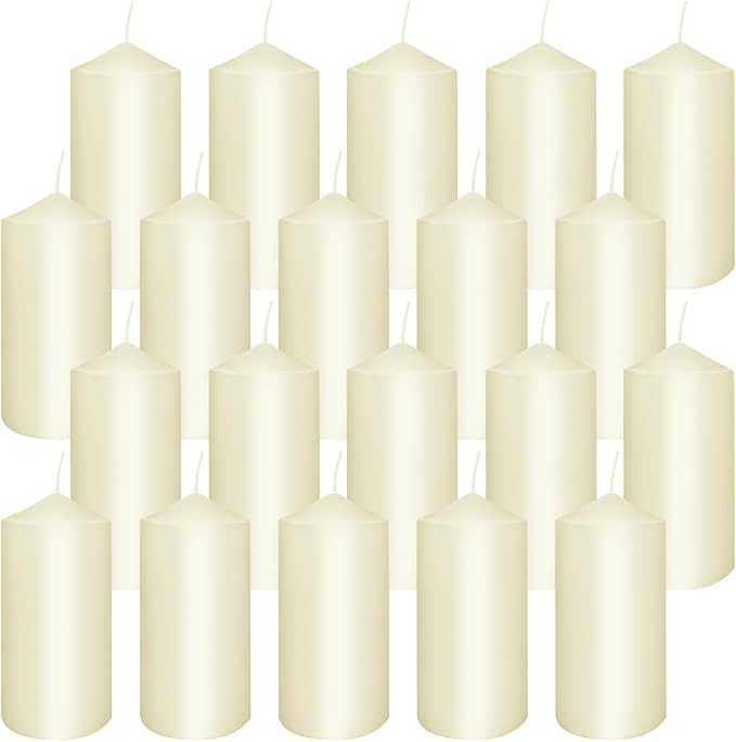 2"x4" High Ivory Pillar Candles, Set of 20, Unscented. Bulk Buy. Ideal for Wedding, Emergency Lanterns, Spa, Aromatherapy, Party