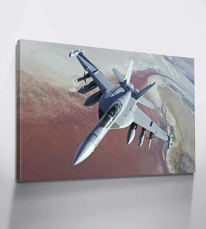 Aviation Decor Boeing EA-18G Growler Jet Poster Plane Wall Art Aviation Pictures Airplane Wall Decor Airplane Posters for Boys Room Military Art for Boys Room Bedroom Ready to Hang (28''Hx40''W)