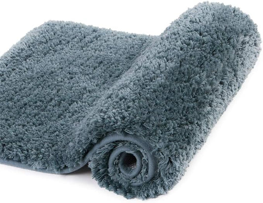 Walensee Non-Slip Bath Mat (16 x 24, Slate) Soft Microfiber Shaggy Bath Mat Machine Washable Thick Plush Rug for Shower