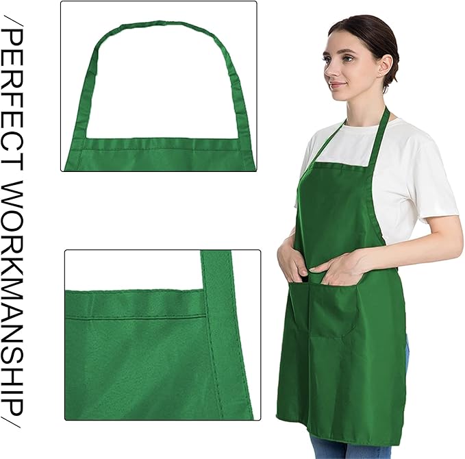 6 PCS Plain Bib Aprons for Women Men Bulk,Multicolor Apron with 2 Pockets for Painting Crafting Baking Cooking Kitchen.(6pcs-6colors) …