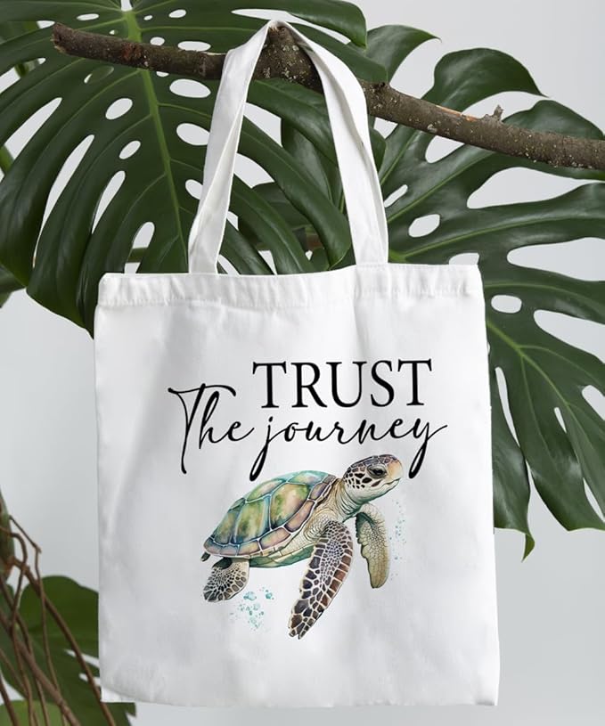 Lake Turtle Canvas Tote Bag for Women Teen Girls Gifts Cute Small Travel Work Tote Bags Reusable Grocery Bags Shoulder Bag