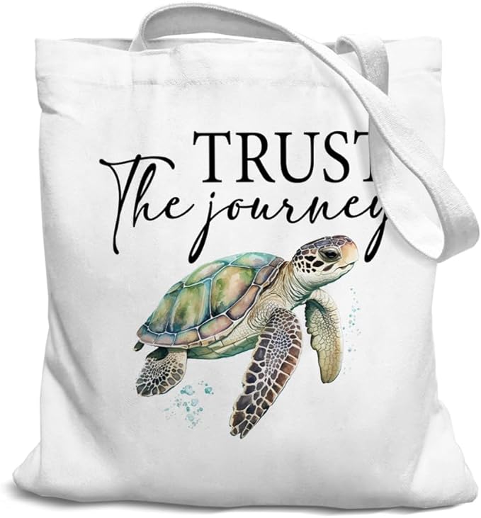 Lake Turtle Canvas Tote Bag for Women Teen Girls Gifts Cute Small Travel Work Tote Bags Reusable Grocery Bags Shoulder Bag