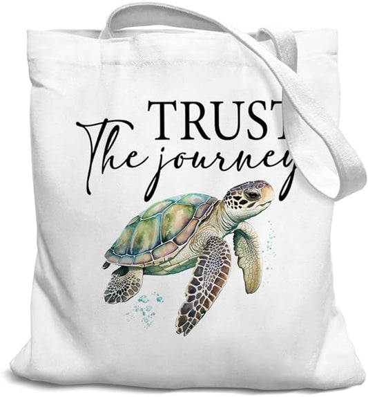 Lake Turtle Canvas Tote Bag for Women Teen Girls Gifts Cute Small Travel Work Tote Bags Reusable Grocery Bags Shoulder Bag