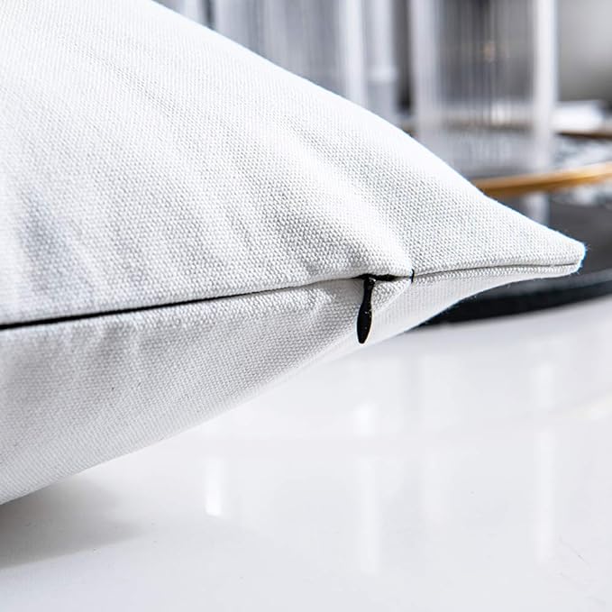 DEZENE Faux Leather Cotton Throw Pillow Covers for Couch Bed Sofa, Set of 2 12 x 20 inch Modern Square Decorative Bedroom Living Room Cushion Cases, Black and White