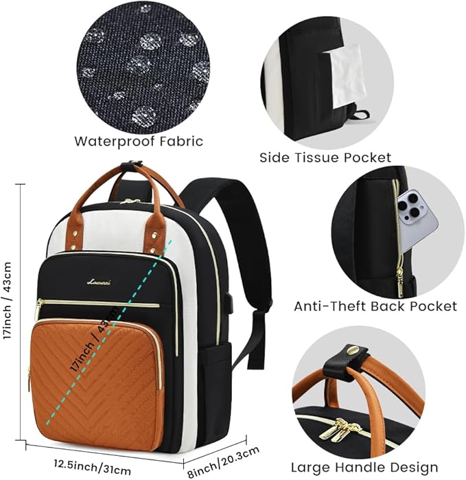 LOVEVOOK Laptop Backpack for Women, Water Resistant Travel Work Backpacks Purse Stylish College Business Teacher Nurse Computer Bag