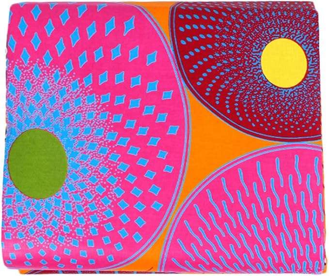 African Fabric 100% Cotton Ankara Kente Print Fabric 6 Yards for Party Dress 1094