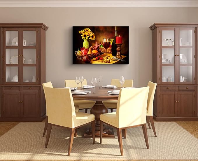 Mistyefly Dining Room Wall Decor Wine Decor Kitchen Wall Art Wine Kitchen Poster Food Art Fruit Canvas Wall Art Dining Room Bar Ready to Hang (12''Hx18''W)