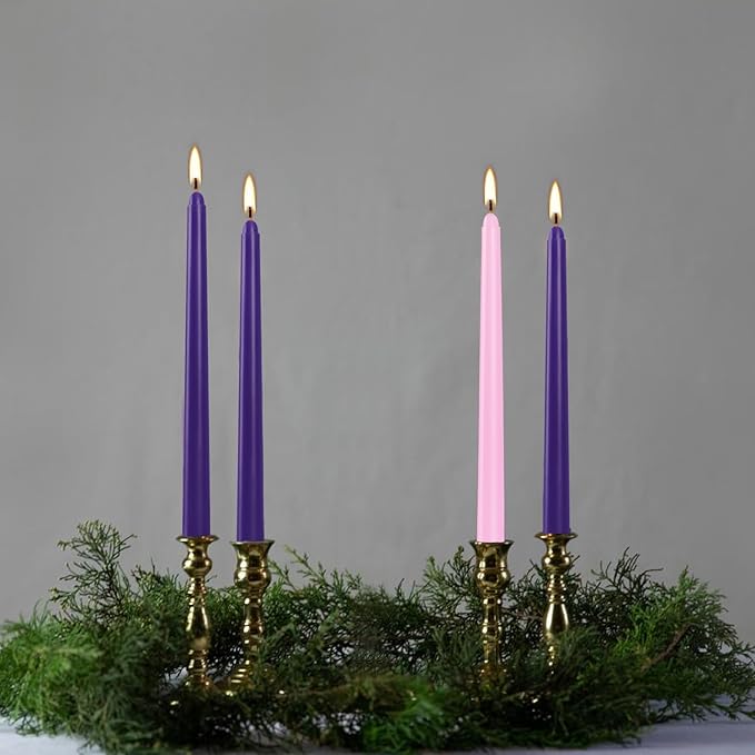 16 Pack Advent Taper Candles Premium Hand Dipped 10in Unscented Christmas Taper Candles - Ideal for Seasonal Celebrations, Holidays, Church, Celebration, Party