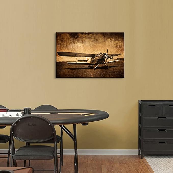 Airplane Decor Vintage Airplane Poster Aviation Art Military Wall Art Aviation Wall Painting Jet Poster Plane Decor for Boys Room (12''Hx18''W)
