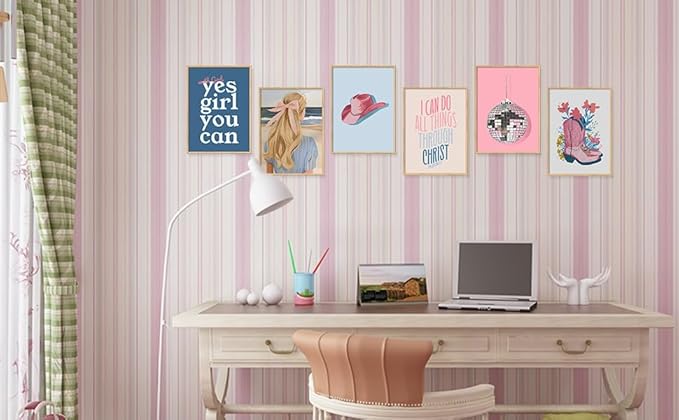 6 Pcs Christian Girly Wall Art Coastal Cowgirl Poster Vintage Beachy Canvas Prints Clean Girl Aesthetic Painting Granddaughter Room Decor Preppy Trendy Picture for Dorm 12X16Inch
