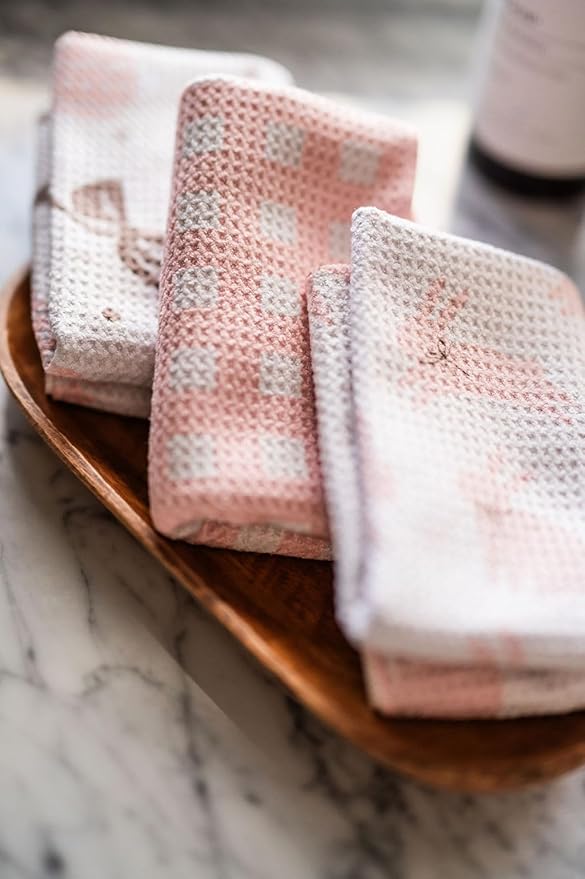|| 3 Pack|| Not Your Ordinary Dish Towels || Waffle Weave Microfiber || Tea Towels || Highly Absorbent || Hanging Loop || Dish Cloths || Modern || Designer Prints (Easter Bows)