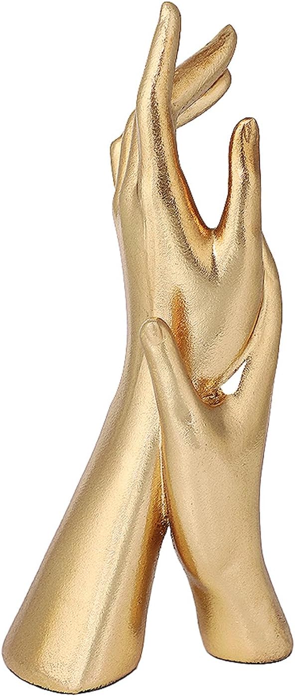 Golden Hands Sculpture Elegant Resin Home Decor Hands Statues Versatile Love Ornament,Perfect for Bedroom, Office Desktop, Cabinets,Wedding (Golden Hands)