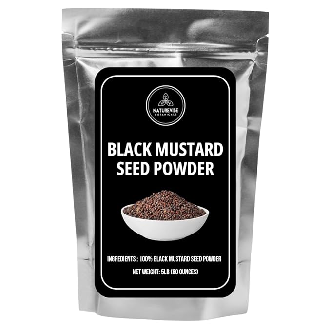 Naturevibe Botanicals Black Mustard Powder 5lb | Non GMO Gluten Free Vegan | Indian spice made with 100% Pure Black Mustard Seeds | Bulk Bag (80 Ounces)