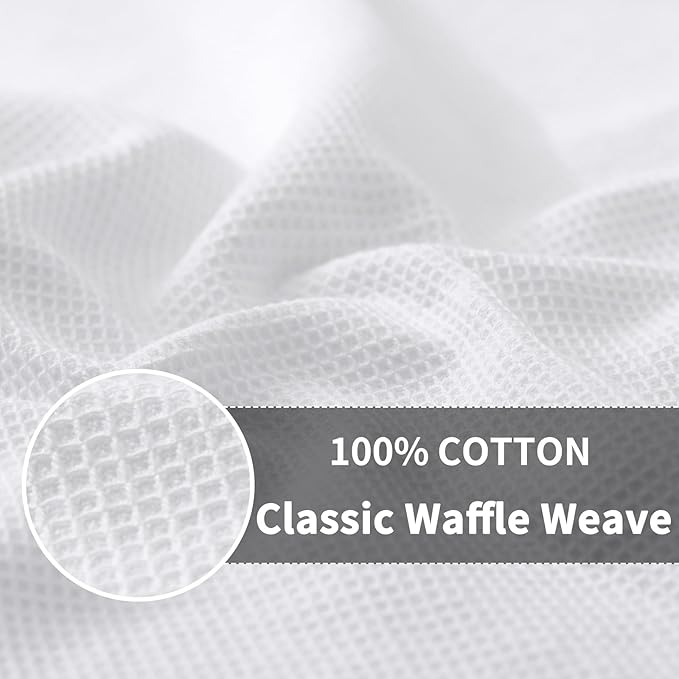 Homaxy 100% Cotton Waffle Weave Dish Cloths - 12 Pack Soft and Absorbent Dish Towels - 12 x 12 Inches Quick Dry Dish Rags - White