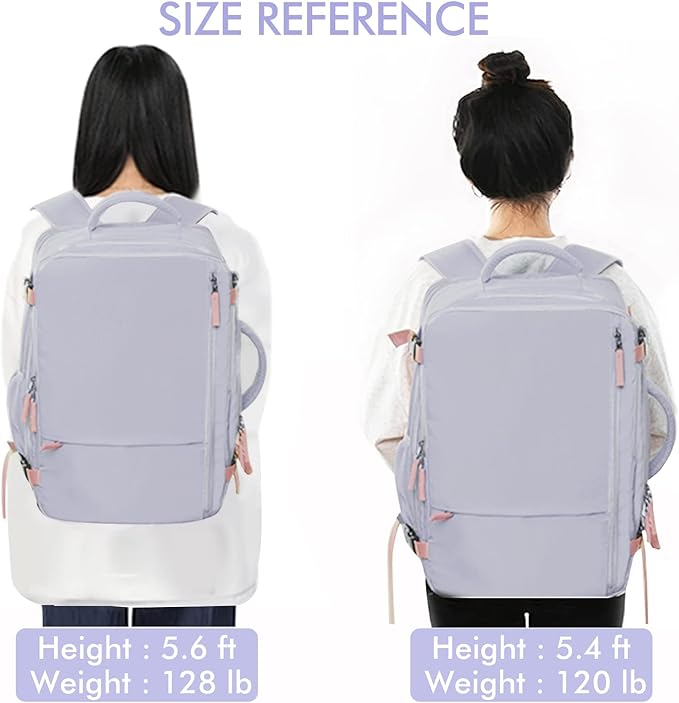 Beraliy Travel Backpack for Women, Airline Approved Backpack, Carry On Backpack,17.3 Inch Laptop Backpack,Personal Item Bag for College Weekender Business Hiking, Purple
