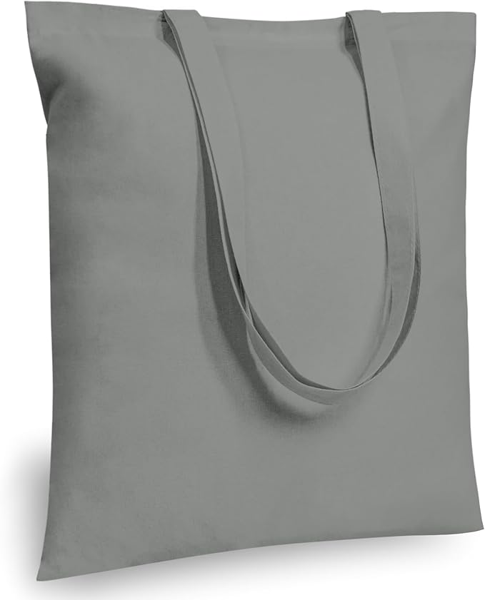 TOPDesign 6-Pack Economical 16"x15" Light Grey Cotton Tote Bags, Lightweight Medium Reusable Grocery Shopping Cloth Bags, Suitable for DIY, Advertising, Promotion, Gift, Activity