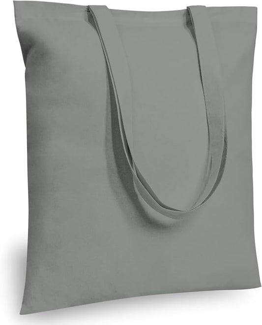 TOPDesign 6-Pack Economical 16"x15" Light Grey Cotton Tote Bags, Lightweight Medium Reusable Grocery Shopping Cloth Bags, Suitable for DIY, Advertising, Promotion, Gift, Activity