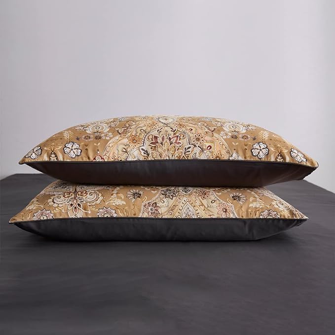 Cupocupa Duvet Cover Queen Size Set Boho Floral Pattern Duvet Cover Queen for Queen Size Bed Vintage Soft Bedding Leaf Print Paisley