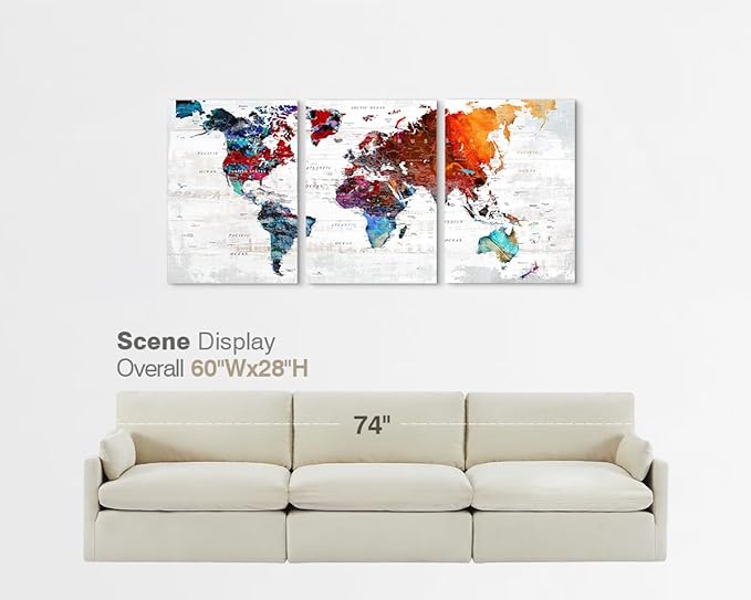 Canvas Wall Art Abstract Map Pictures for Bedroom Wall Decor Modern Office Artwork Graffiti Painting Kitchen Decoration Red Colorful Art