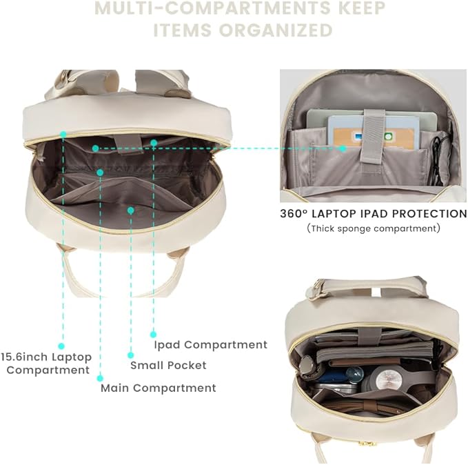 LOVEVOOK Laptop Backpack for Women, Beige