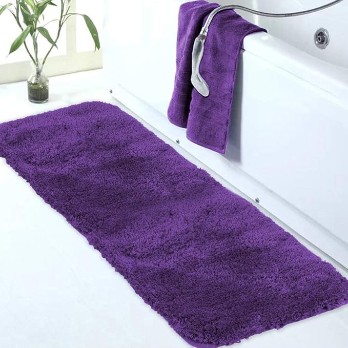 Walensee Large Bathroom Rug (24 x 60, Dark Purple) Extra Soft and Absorbent Shaggy Bath Mat Machine Washable Microfiber Non Slip Luxury Floor Mat