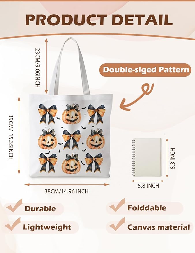 Halloween Tote Bag, Halloween Gifts for Women, Horror Tote Bag, Reusable Grocery Bags Shopping Bags