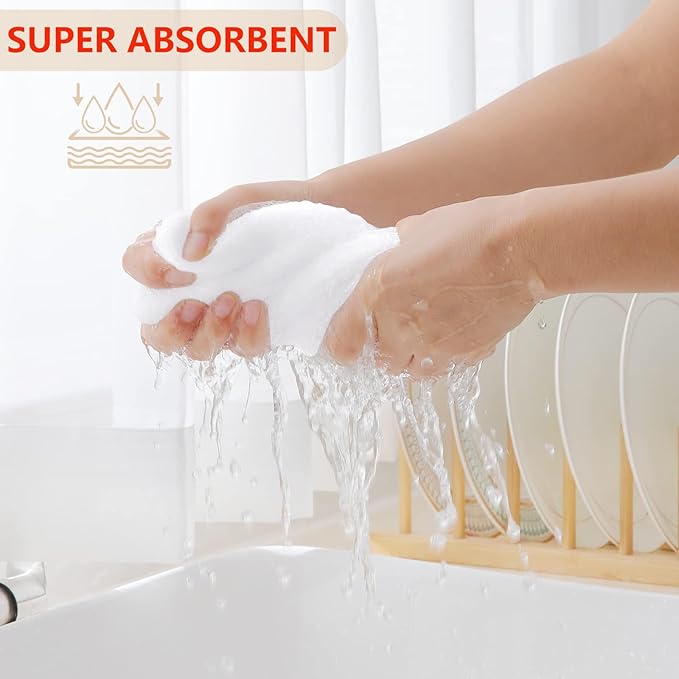 Homaxy 100% Cotton Waffle Weave Kitchen Dish Towels, Ultra Soft Absorbent Quick Drying Cleaning Towel, 13 x 28 Inches, 4-Pack, White