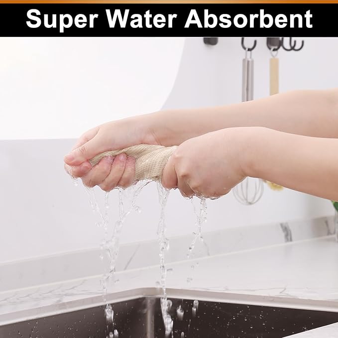 Homaxy 100% Cotton Waffle Weave Dish Cloths - 8 Pack Soft and Absorbent Dish Towels - 12 x 12 Inches Quick Dry Dish Rags - Beige