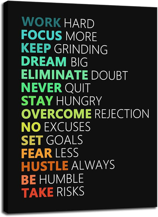 WYJZDZQ8 Motivational Poster Inspirational Canvas Wall Art Motivation Canvas Prints Artwork for Office Living Room Gym Modern Home Decor Painting Stretched and Framed Ready to Hang [18''Wx 24''H]