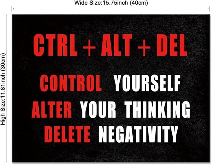 Pyradecor Black Red and White Motivational CTRL+ALT+DEL Classroom Positive Quotes Inspirational Poster Canvas Prints Wall Art for Office Living Room Home Decorations