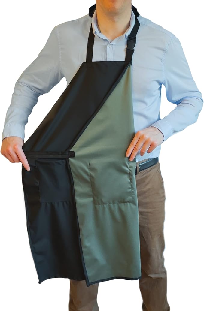 Waterproof Apron For Men and Women - 2 Pockets - 35", Black - Multi Purpose Work Aprons for Dishwashing, Dog Grooming