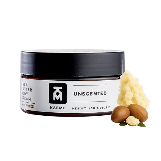 Kaeme Unscented African Shea Butter Made with Raw Organic Unrefined Skin Moisturizer Fragrance Free Ehipped body Butter for women and men (3.4oz/100g jar)