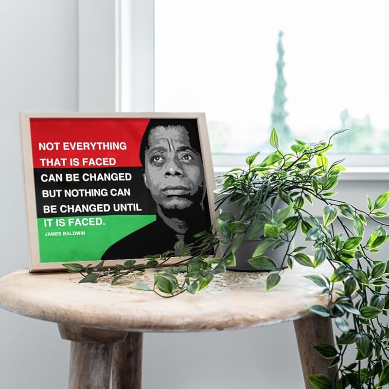 James Baldwin Quote Black History Wall Art - 11x14 Inspirational African American Decor - Civil Rights Motivational Poster - Black History Month Home Office Decoration - Powerful Message Print