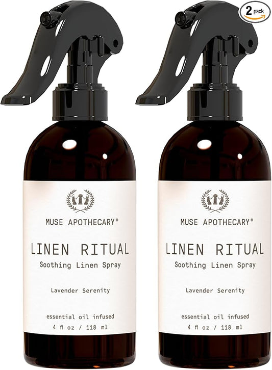 Muse Apothecary Linen Ritual - Aromatic, Soothing, and Relaxing Linen Spray for Bedding, Laundry and Fabric Spray Freshener - Infused with Aromatherapy Essential Oils - Lavender Serenity