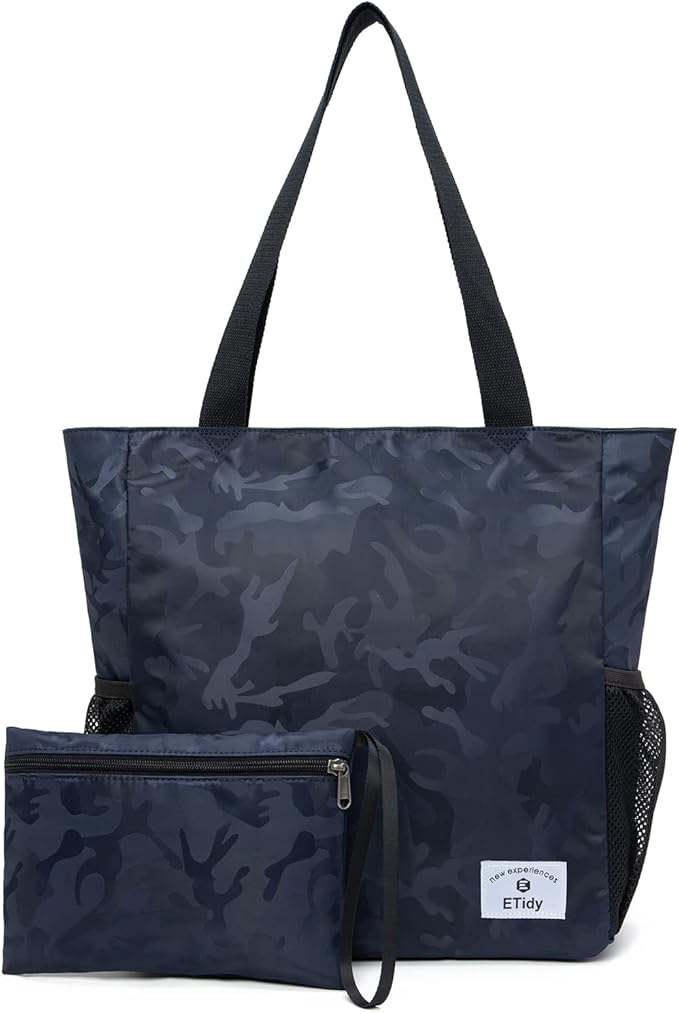 ETidy Large Capacity Foldable Tote Bag With Zipper Water-resistant SandproofWomen Beach Bag Handbag GymBag Travel ShoppingBag