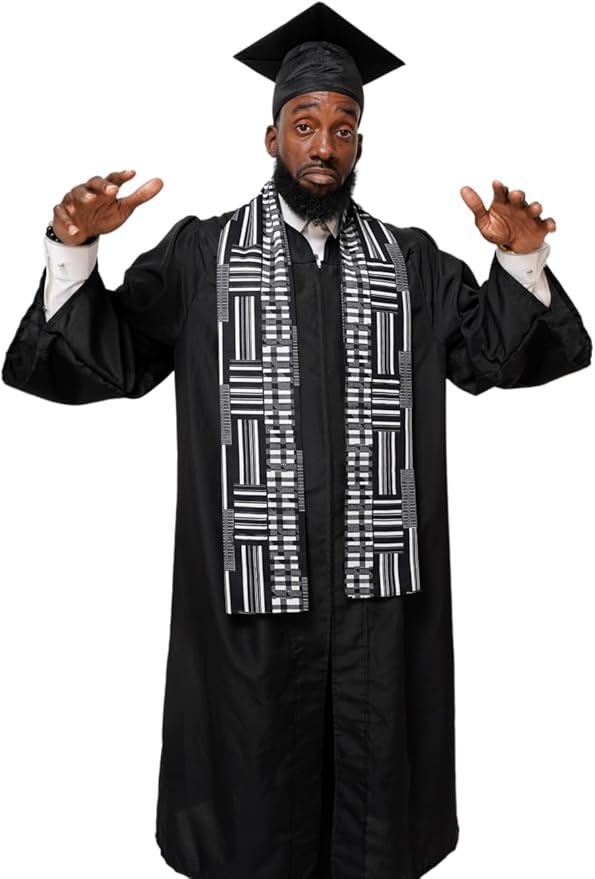Dupsie's 1pc Kente African Print Graduation Stole, Made in Africa Black History, Festivals, Cultural, HBCU, Graduate, Schools