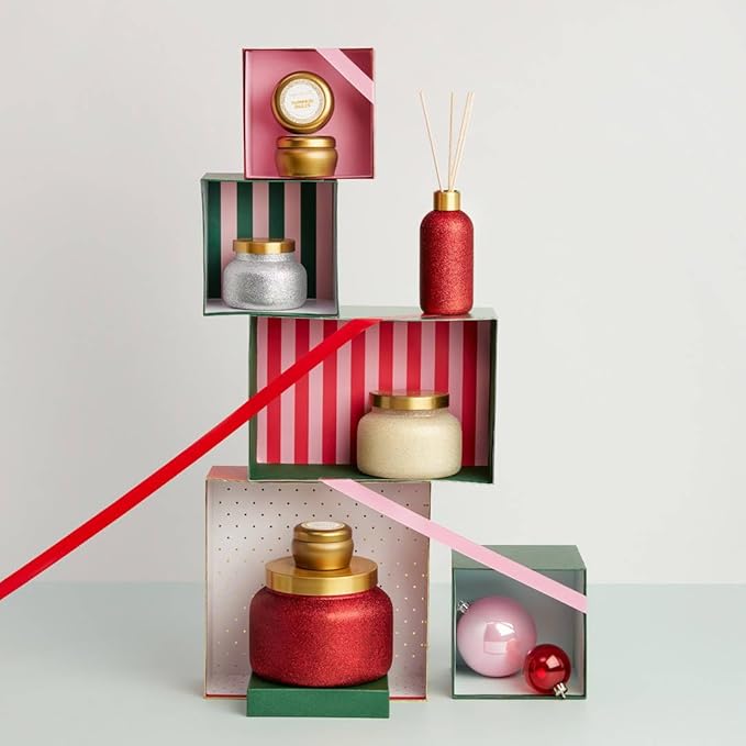 Capri Blue Glam Reed Diffuser - Red Essential Oil Diffuser for Home Decor & Room Decor - Luxury Incense Sticks - Holiday Fragrance (Volcano, 8 Fl Oz)