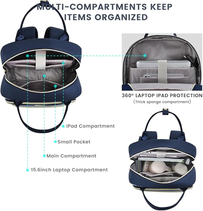 LOVEVOOK Laptop Backpack for Women,15.6 Inch Laptop Computer Bag Travel Backpack Purse,Waterproof Work Business Backpack