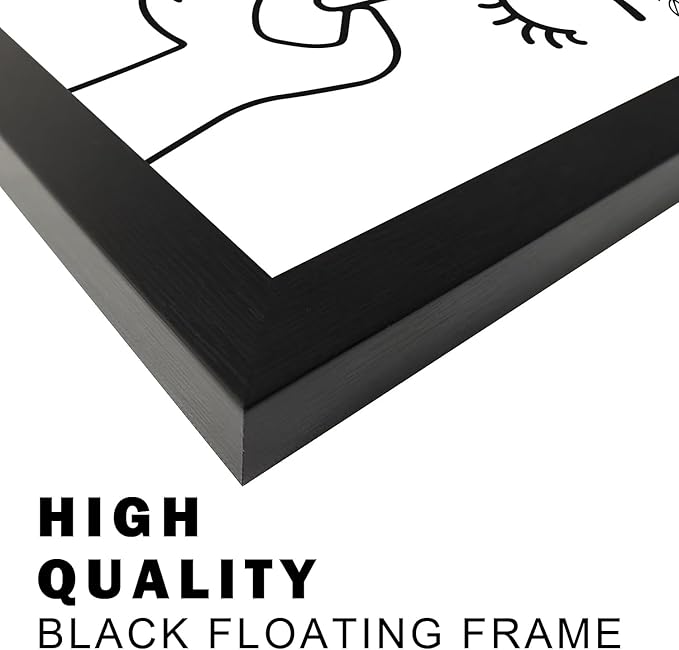 Framed Bathroom Wall Art - Funny Picture Paintings for Guest Toilet - Humorous Modern Minimalistic Black and White Canvas Print Sign Artwork