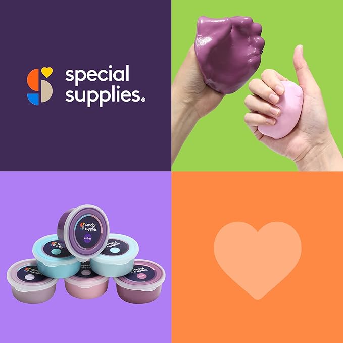 Special Supplies Therapy Putty for Kids and Adults - Resistive Hand Exercise Stress Relief Kit, Set of 6 Strengths, 3 Ounces of Each Putty - Unicorn Colors