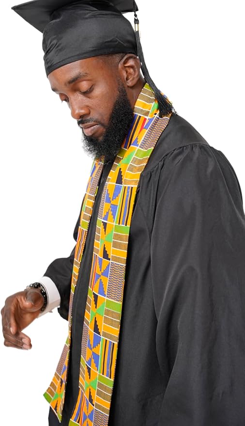 Dupsie's 1pc Kente African Print Graduation Stole, Made in Africa Black History, Festivals, Cultural, HBCU, Graduate, Schools