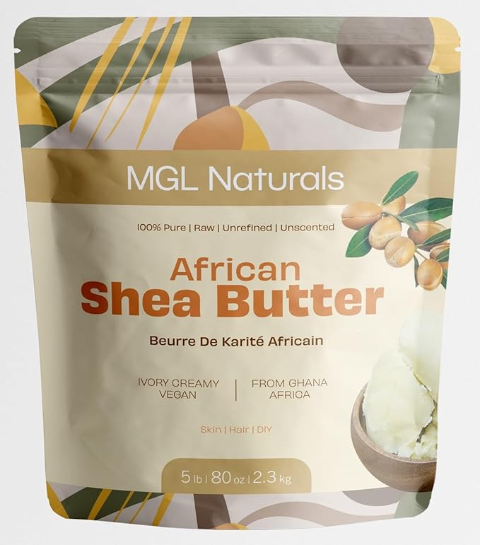 Raw African Shea Butter Ivory 5 lb, 100% Pure and Unrefined. Nourish and moisturize skin and hair. Use alone or DIY recipes. From Ghana, West Africa. (5 lb)