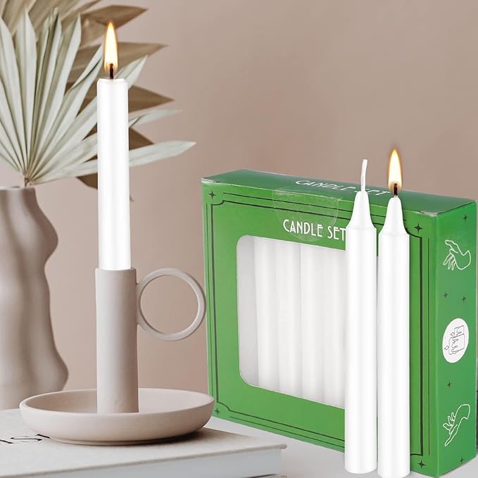 Set of 40 White Spell & Chime – Premium Mini Taper Candles for Rituals, Prayer, Birthdays, Meditation, Altar - 4 Inch Tall, Unscented (White)