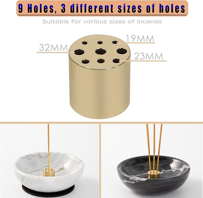 Incense Holder, Natural Marble Incense Holder for Sticks with 9 Holes, Handmade Incense Stick Burner Ideal for Smudging, Incense Burning, Decoration