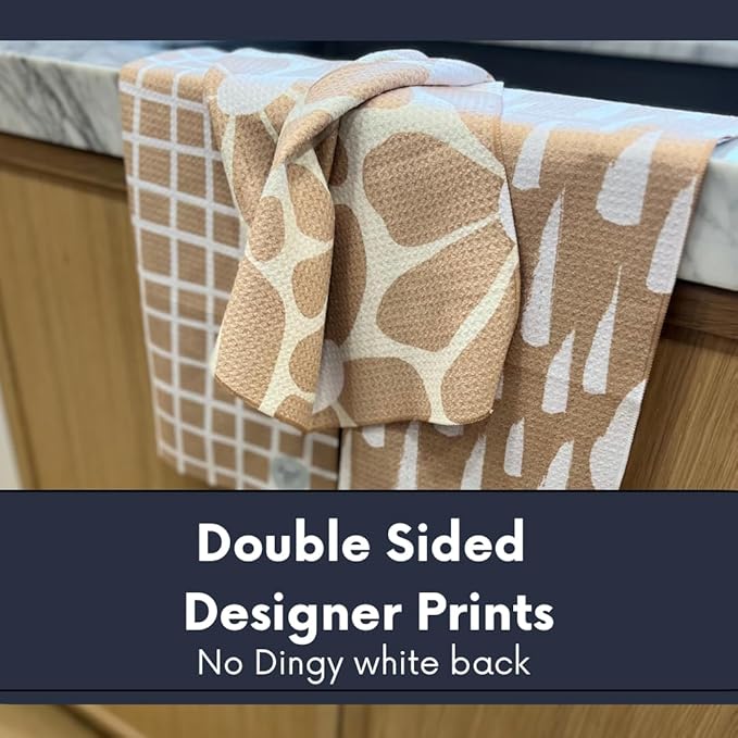 || 3 Pack Double Sided|| Not Your Ordinary Kitchen Towels || Dish Towel || Waffle Weave Microfiber || Highly Absorbent || Hanging Loop || Dish Cloths ||Designer Prints